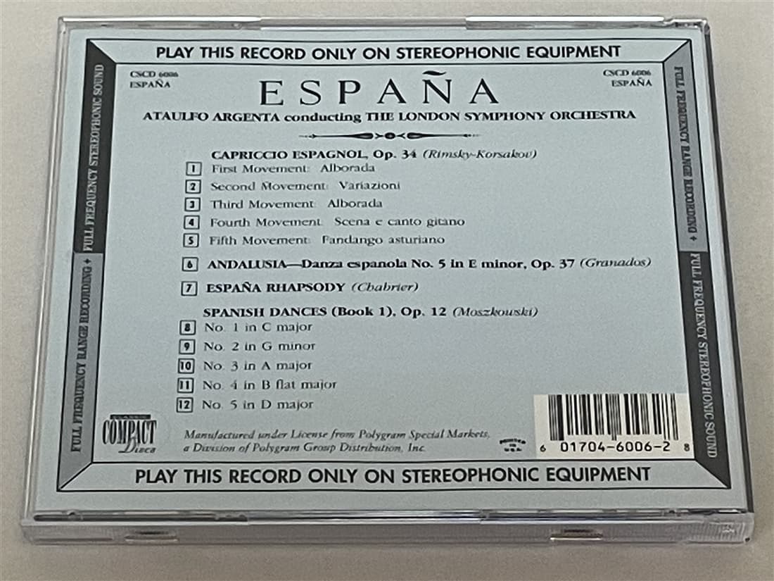 GOLD CD アタウルフォ・アルヘンタ 『ESPANA』　裏面